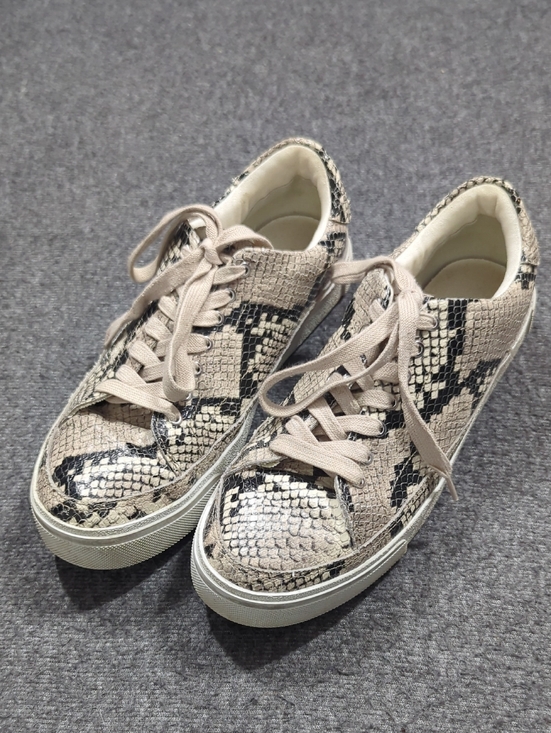 All Saints Shoes - AllSaints Shoes Womens 39 Leather Beige Black Snake-Print Sneakers Trish Revolve